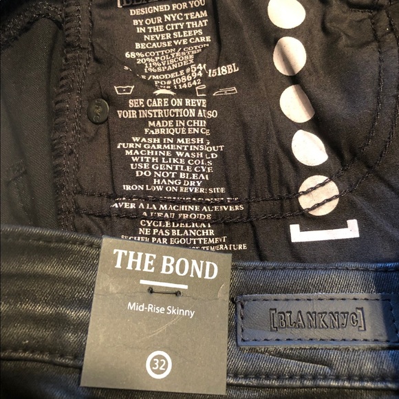 Blanknyc coated black zippered ankle jeans NWT size 32 (14) style:the bond - Picture 5 of 6